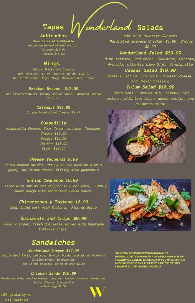 Wonderland Kitchen & Cocktails Menu 2